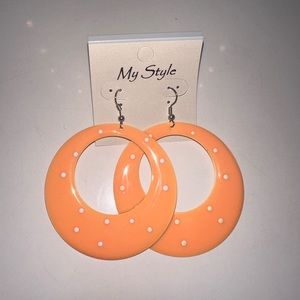 Pastel Orange + White Polka Dots Earrings